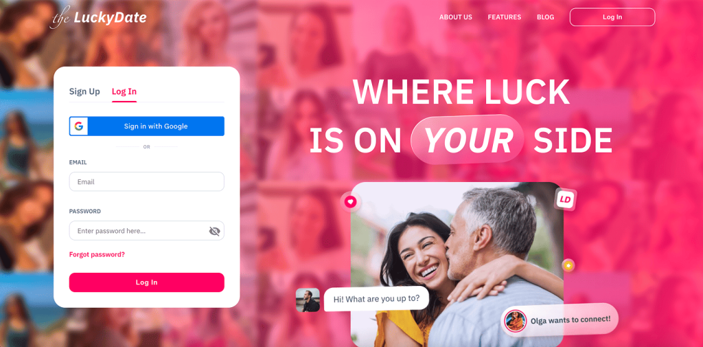 The Lucky Date login form