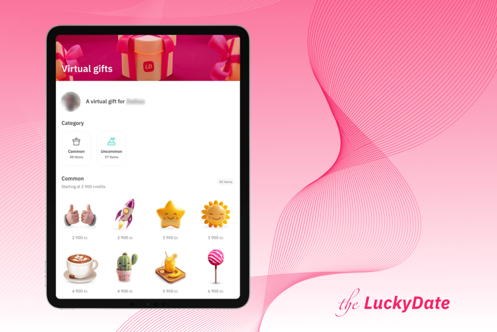 Virtual gifts on theluckydate.com