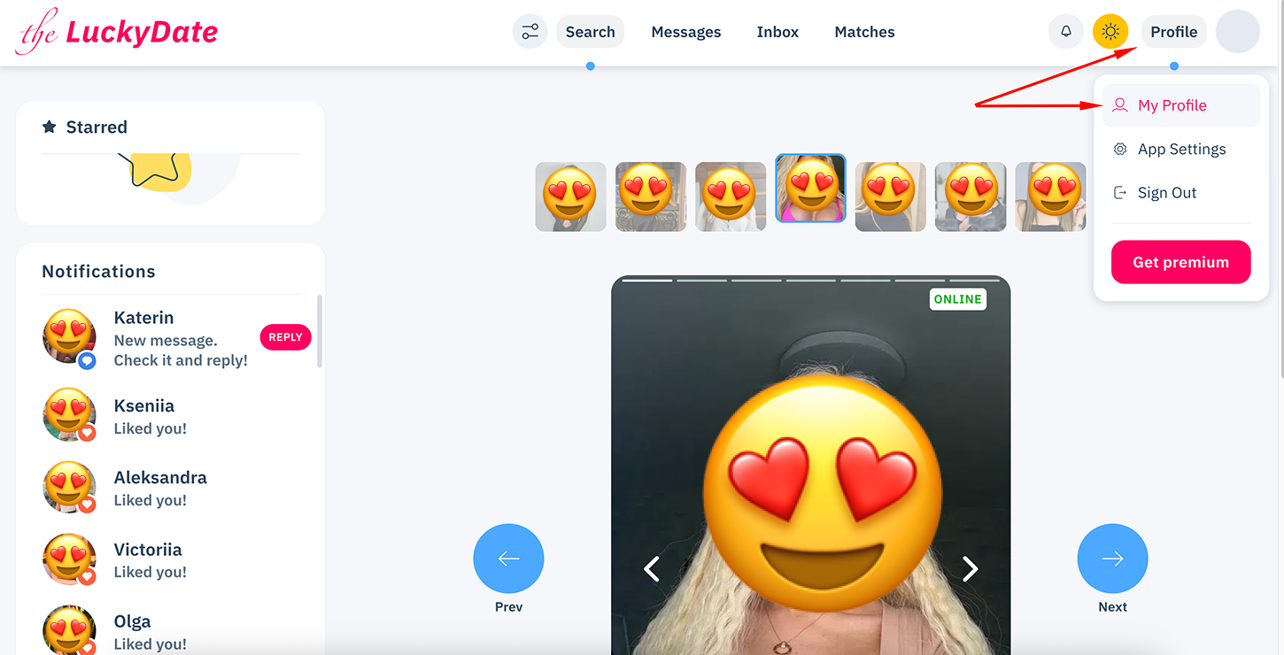 Filling out The Luckydate profile