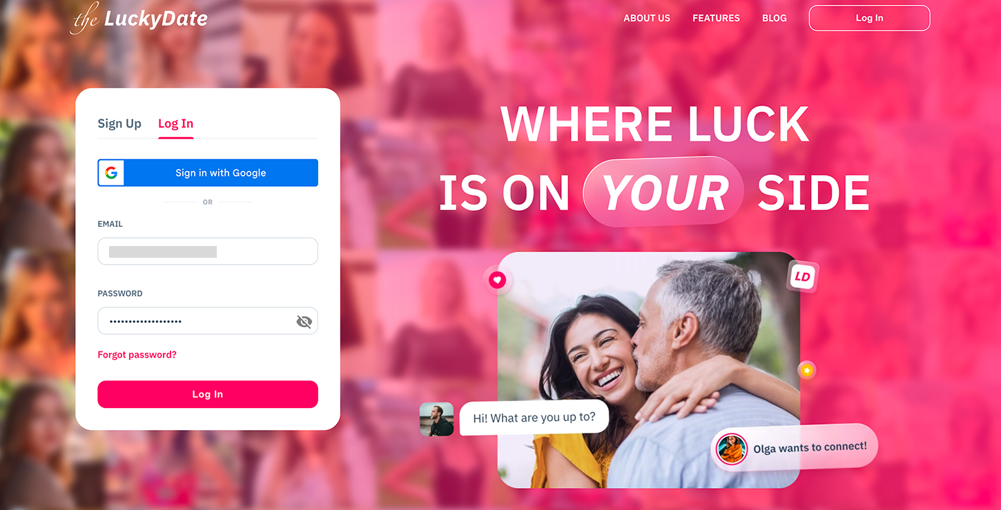 Theluckydate login process